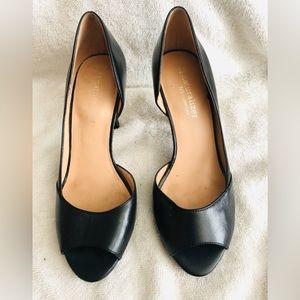 Naturalizer | IDINA Half D’Orsay Peep Toe Black Leather Pump Heel Woman’s 5